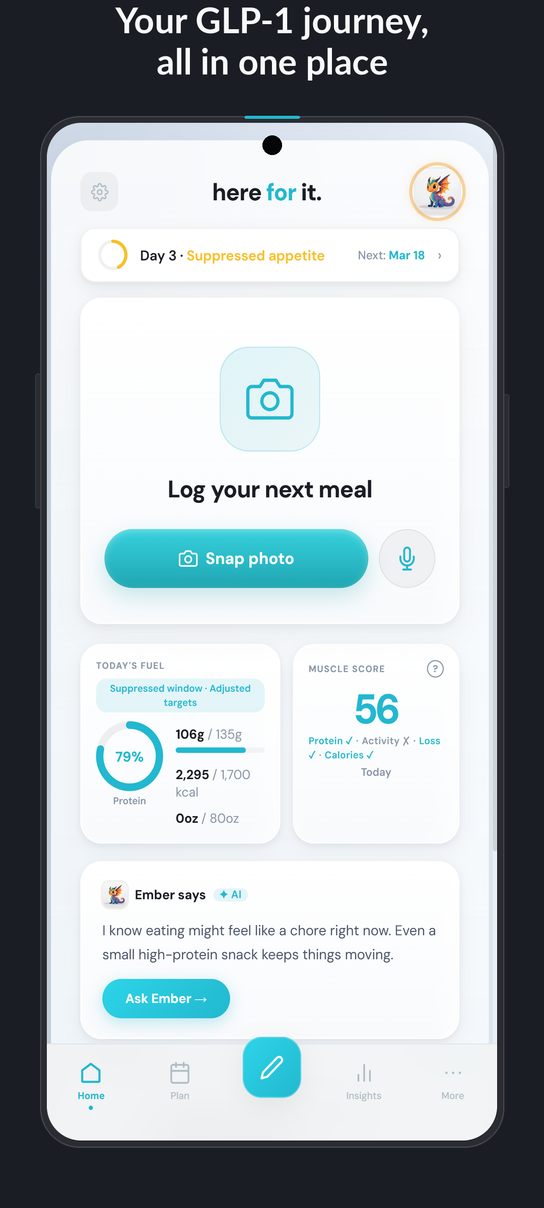 HereForIt Home dashboard